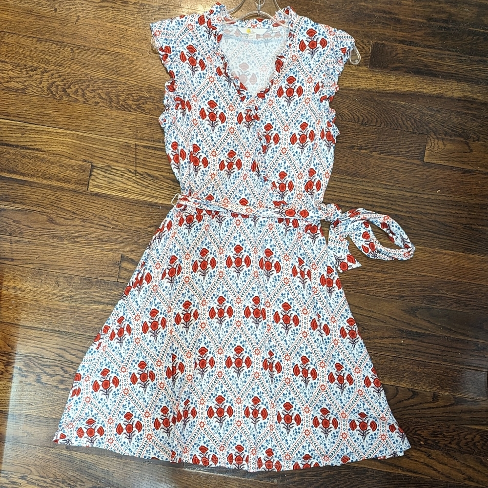 EUC Boden Ruffle Fixed Wrap Jersey Dress, US 12